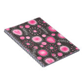 Whimsical roze en blauwe harten en bloemen notitieboek (Rechterzijde)