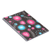 Whimsical roze en blauwe harten en bloemen notitieboek (Rechterzijde)