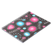 Whimsical roze en blauwe harten en bloemen notitieboek (Linkerzijde)