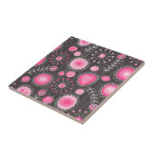 Whimsical roze en blauwe harten en bloemen tegeltje (Zijkant)