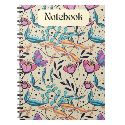 Whimsical Roze en Blauwe Vlinder Notitieboek (Voorkant)