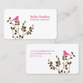 Whimsical Roze en Bruin Vogel Leuke Natuur Visitekaartje (Voorkant / Achterkant)