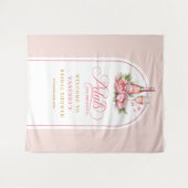 Whimsical roze en gouden bruidsfeest achtergrond wandkleed (Voorkant (horizontaal))