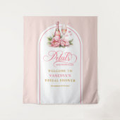 Whimsical roze en gouden bruidsfeest achtergrond wandkleed (Voorkant)