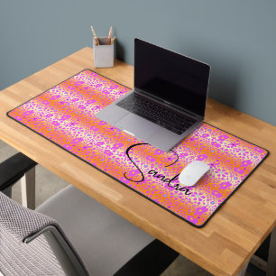 Whimsical Roze en Oranje Bloemen Design Bureaumat