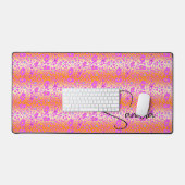 Whimsical Roze en Oranje Bloemen Design Bureaumat (Keyboard & Muis)