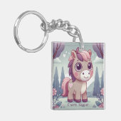 Whimsical Roze en Paarse Pony Charm Keeper Sleutelhanger (Voorkant Links)