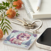 Whimsical Roze en Paarse Pony Charm Keeper Sleutelhanger (Voorkant Rechts)