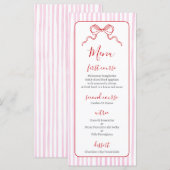 Whimsical Roze en Rode Kerst Menu Kaart (Voorkant / Achterkant)