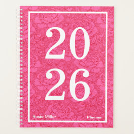 Whimsical Roze en Rode Pioenrozen Kordaat Planner