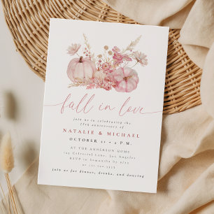 Whimsical Roze Fall in Love Trouwjubileum Kaart