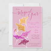 Whimsical roze fee eerste magische verjaardag kaart (Voorkant)