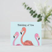 Whimsical Roze Flamingo Cartoon Briefkaart (Staand voorkant)