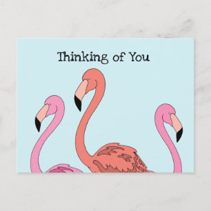 Whimsical Roze Flamingo Cartoon Briefkaart