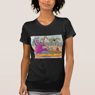 Whimsical roze Flamingo Pours Party Drinken Beach T-shirt