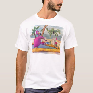 Whimsical roze Flamingo Pours Party Drinken Beach T-shirt