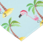Whimsical Roze Flamingo Tropisch Kerstpatroon Tafelkleed (Gekanteld)
