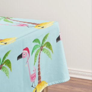 Whimsical Roze Flamingo Tropisch Kerstpatroon Tafelkleed