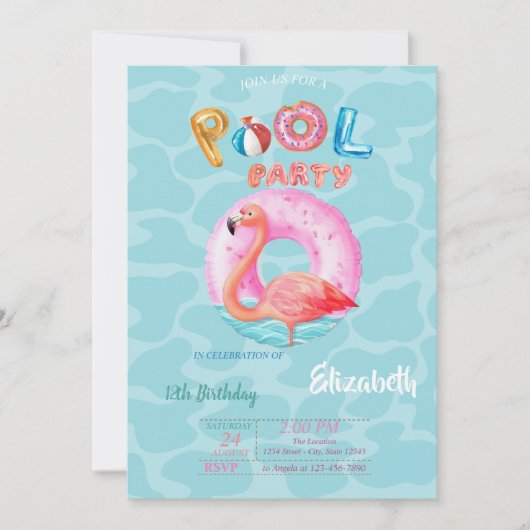 Whimsical Roze Flamingo's Zwembad Float Zomer Kaart (Voorkant)