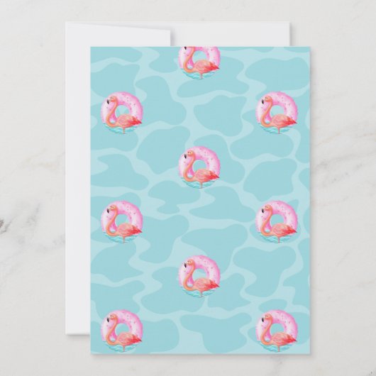 Whimsical Roze Flamingo's Zwembad Float Zomer Kaart (Achterkant)