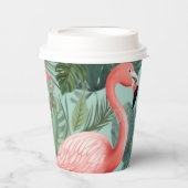 Whimsical Roze Flamino Cups w / Lid Papieren Bekers (Voorkant)