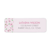 Whimsical roze Flowers Return Address Label (Voorkant)