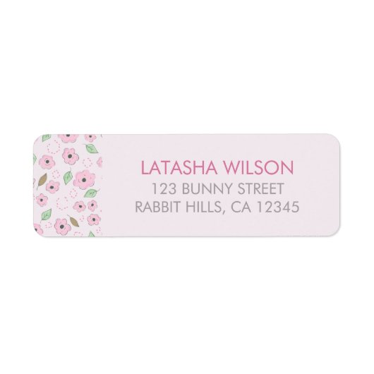 Whimsical roze Flowers Return Address Label (Voorkant)