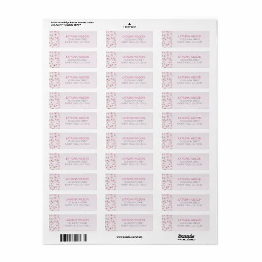 Whimsical roze Flowers Return Address Label (Full Sheet)
