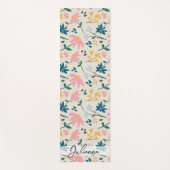 Whimsical roze geel bloemmotief gepersonaliseerd yogamat (Voorkant)