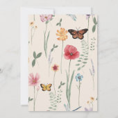 Whimsical Roze Gele Wilde Bloem Vlinder Bruiloft Kaart (Achterkant)
