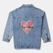 Whimsical roze gestippeld hart denim jacket (Achterkant)
