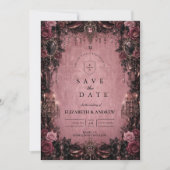 Whimsical Roze Goth Huwelijk Save The Date (Voorkant)