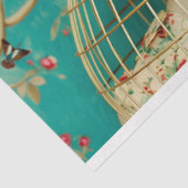 Whimsical Roze Goud Polka Dot Bloemen Vogelkooi Pe Tissuepapier (Detail)