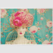 Whimsical Roze Goud Polka Dot Bloemen Vogelkooi Pe Tissuepapier (Voorkant)