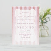 Whimsical Roze Goud Roze Strepen Bruiloft Kaart (Staand voorkant)