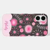 Whimsical roze grijze harten en bloemen bloemige n Case-Mate iPhone case (Achterkant (horizontaal))