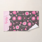 Whimsical roze grijze harten en bloemen bloemige n handdoek (Handdoek)