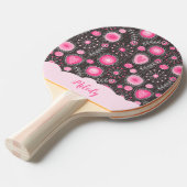 Whimsical roze grijze harten en bloemen bloemige n tafeltennisbatje (Voorkant Gekanteld)