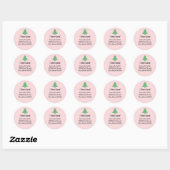 Whimsical roze groene kerstboom heb ik verplaatst ronde sticker (Vel)