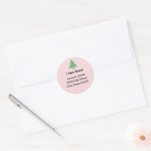 Whimsical roze groene kerstboom heb ik verplaatst ronde sticker