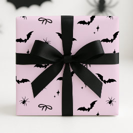 Whimsical Roze Halloween Vleermuizen, Spinnen & Bo Cadeaupapier