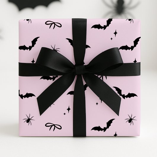 Whimsical Roze Halloween Vleermuizen, Spinnen & Bo Cadeaupapier