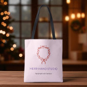 Whimsical Roze Hand getrokken Krans Kerstmis Tote Bag