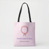 Whimsical Roze Hand getrokken Krans Kerstmis Tote Bag (Voorkant)