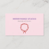 Whimsical Roze Hand getrokken Krans Kerstmis Visitekaartje (Achterkant)