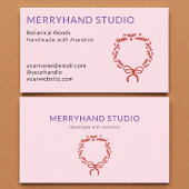 Whimsical Roze Hand getrokken Krans Kerstmis Visitekaartje