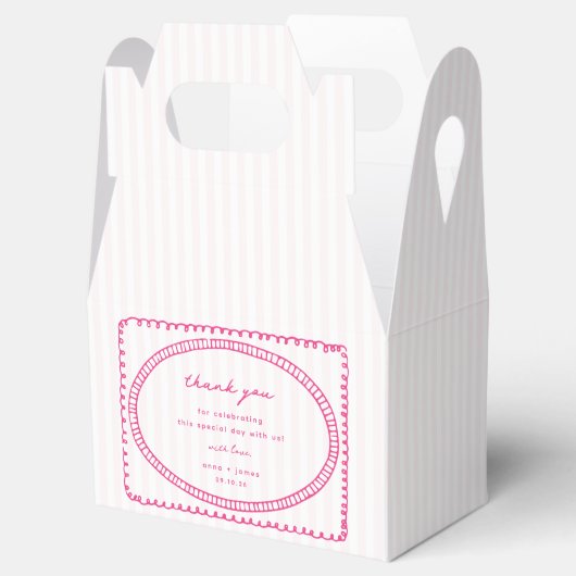 Whimsical Roze Hand Getrokken Lijst Bruiloft Bedankdoosjes (Geopend)
