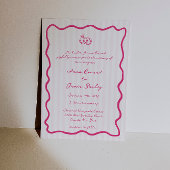 Whimsical roze handgeschreven bruiloft kaart