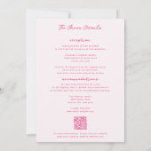 Whimsical roze handgeschreven bruiloft kaart (Achterkant)