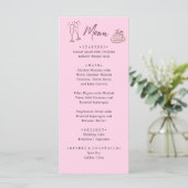 Whimsical Roze Handgetekende Geïllustreerde Trouw Menu (Staand voorkant)